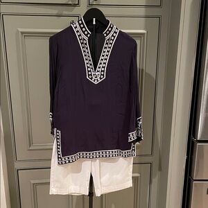 THML Navy Tunic with White Embroidered Trim S